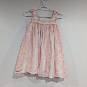 Tahari Sleeveless Baby Doll Dress White Pink Size 8